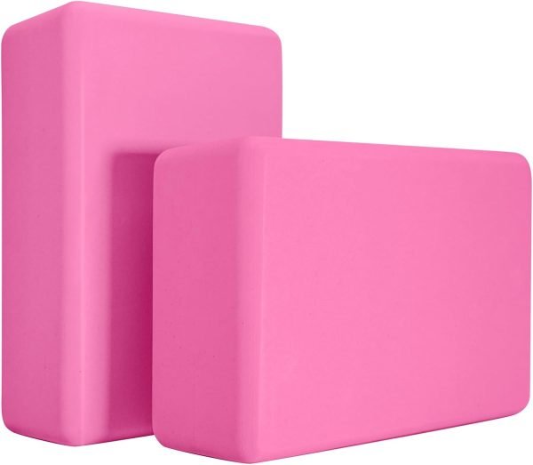Yoga Blocks 2 Pack, Premium Yoga Brick Foam Blocks to Improve Strength, Flexibility & Balance, Light Weight – Safe and Stable Support for Yoga, Pilates, Meditation & Stretching