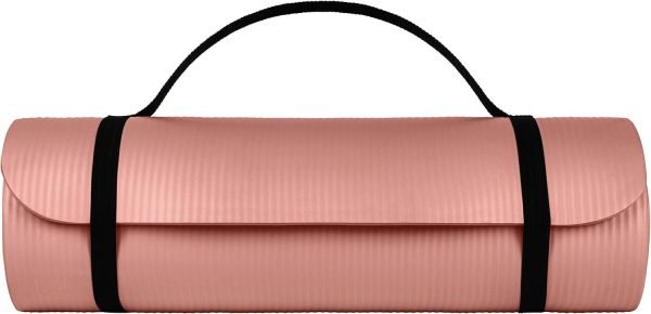 Yoga Mat 1/2″ Thick w/Nylon Strap for Men & Women – Non Slip Exercise Mat for Yoga, Pilates, Stretching, Floor & Fitness Workouts